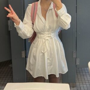 J.ing preppy button down shirt dress corset